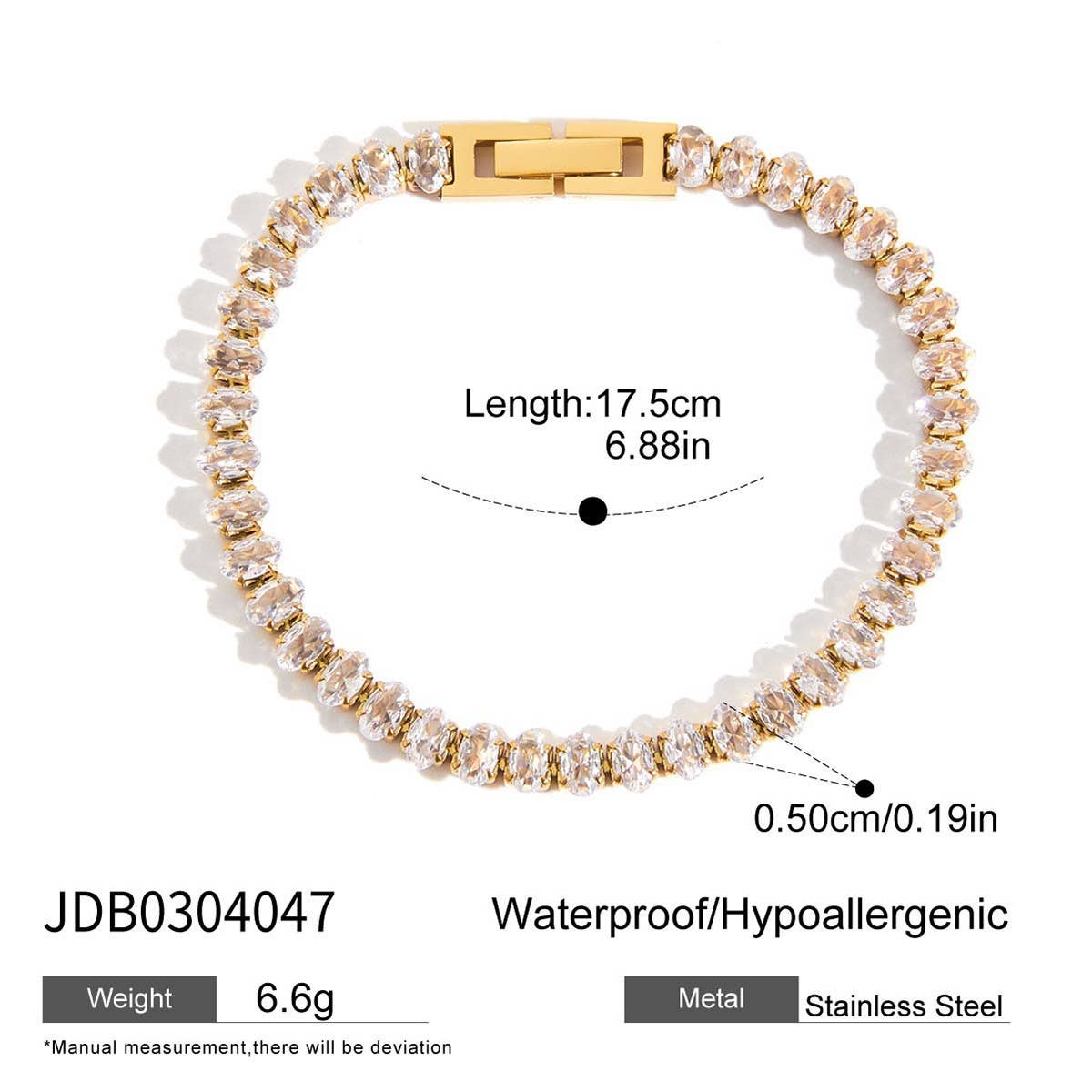 Zircon Titanium Steel Bracelet, No Fade, Luxury_CWAJE4733