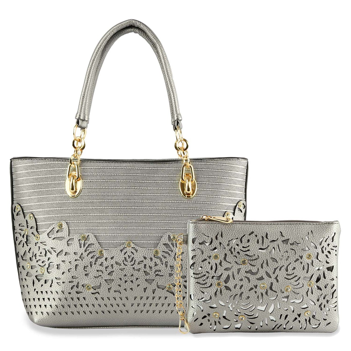 Rhinestone Accent Accessorized Handbag Set