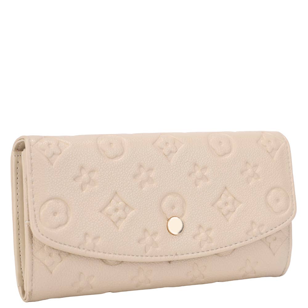 TW0236 Textured Design Button Flap Wallet
