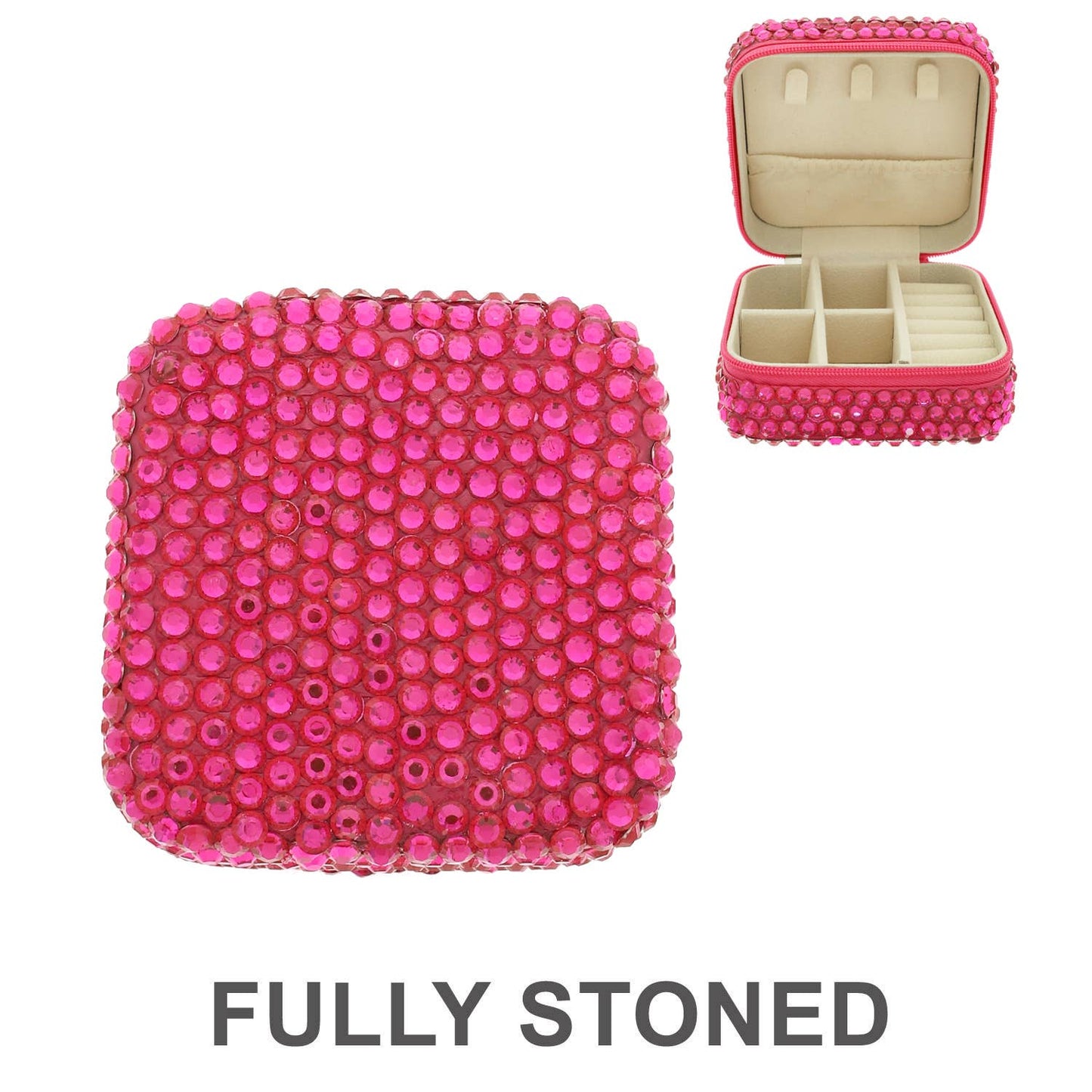 Crystal Rhinestone Embellished Travel Jewelry Box