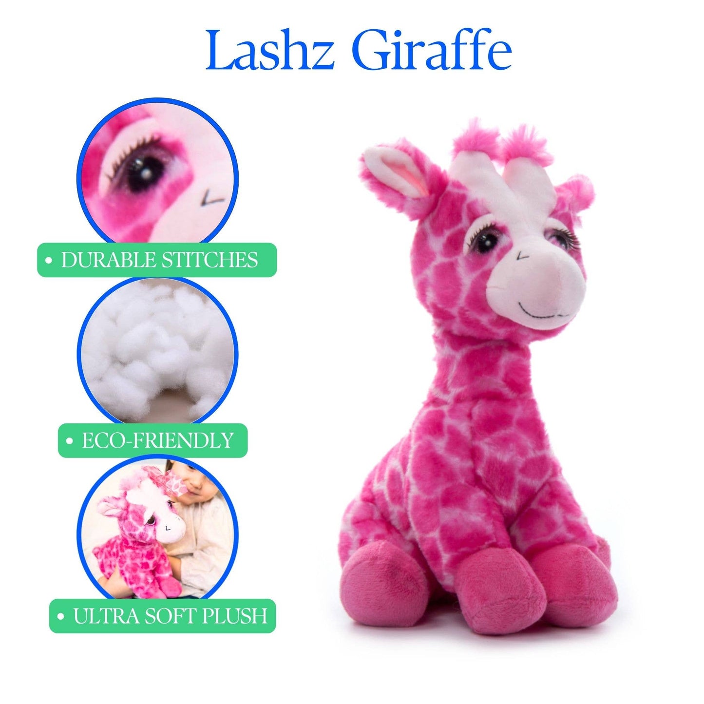 12" (30cm Lash'z Giraffe Pink Stuffed Animal
