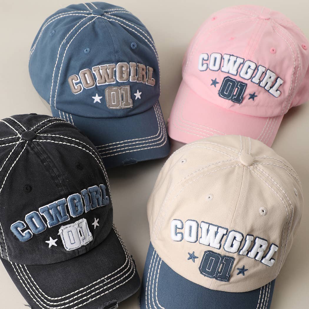 COWGIRL 01 Embroidered Vintage Distressed Baseball Cap