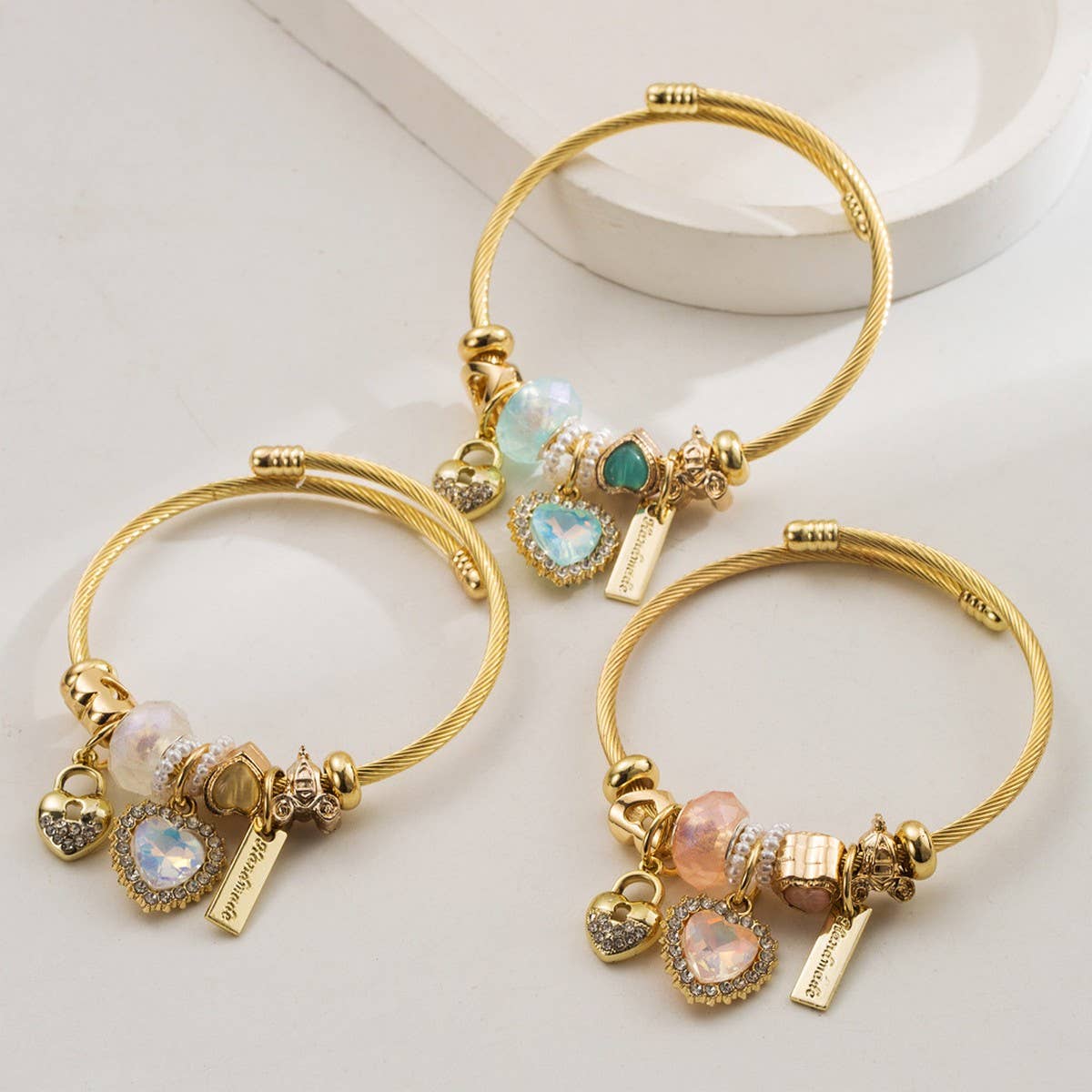 Minimalist Crystal Heart Beaded Couple Bracelet_CWMM8611
