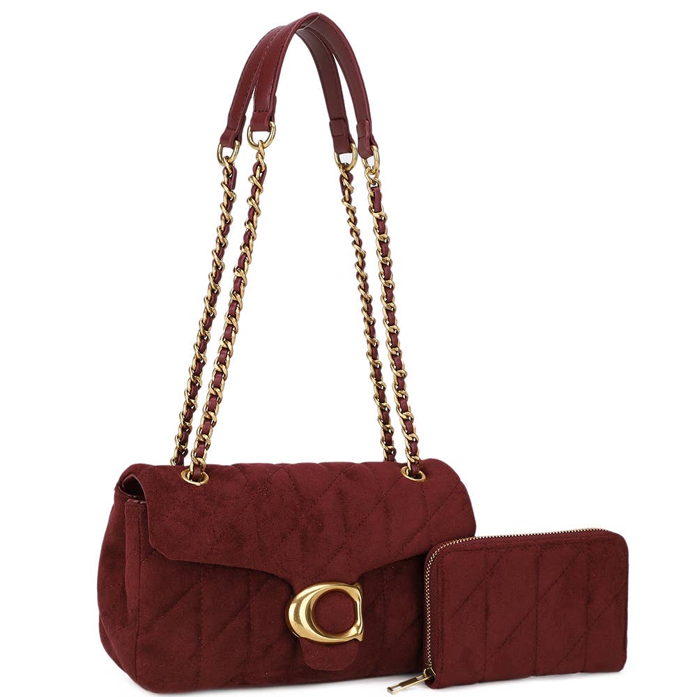 2IN1 QUILTED FASHION CROSSBODY BAG W WALLET , MS 20700A SET