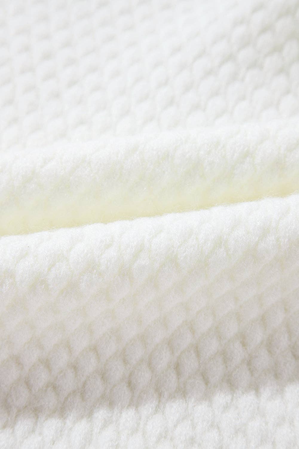 White Colorful Flower Applique Textured Knit Sweater