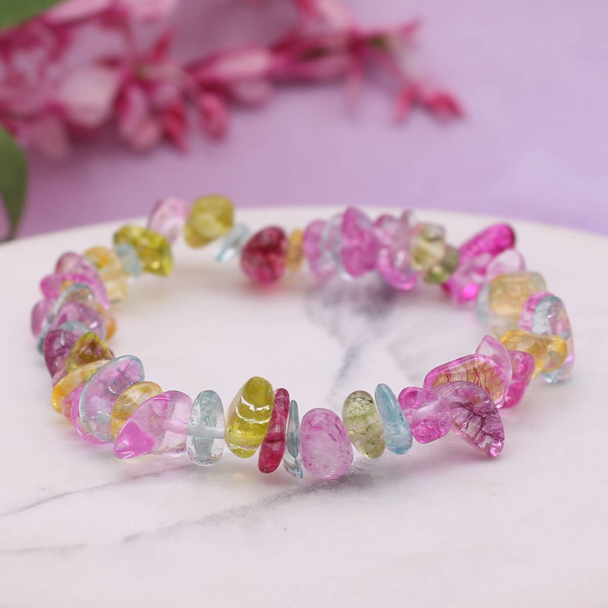 Sea Glass Rainbow Glass Bead Bracelet