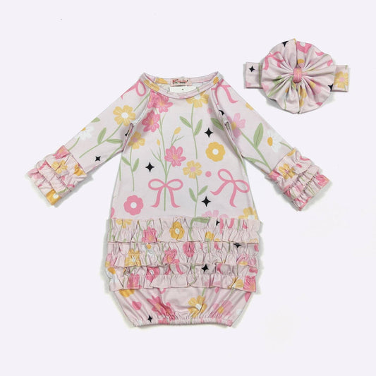 Bouquets in the Spring Baby Gown