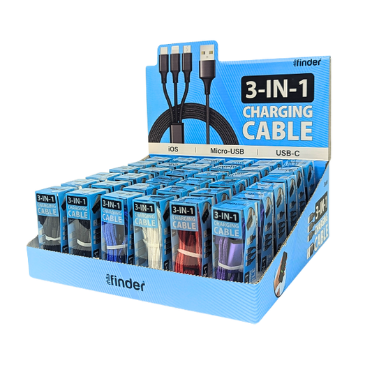 3 Foot 3-in-1 Charging Cable Countertop Display Bundle