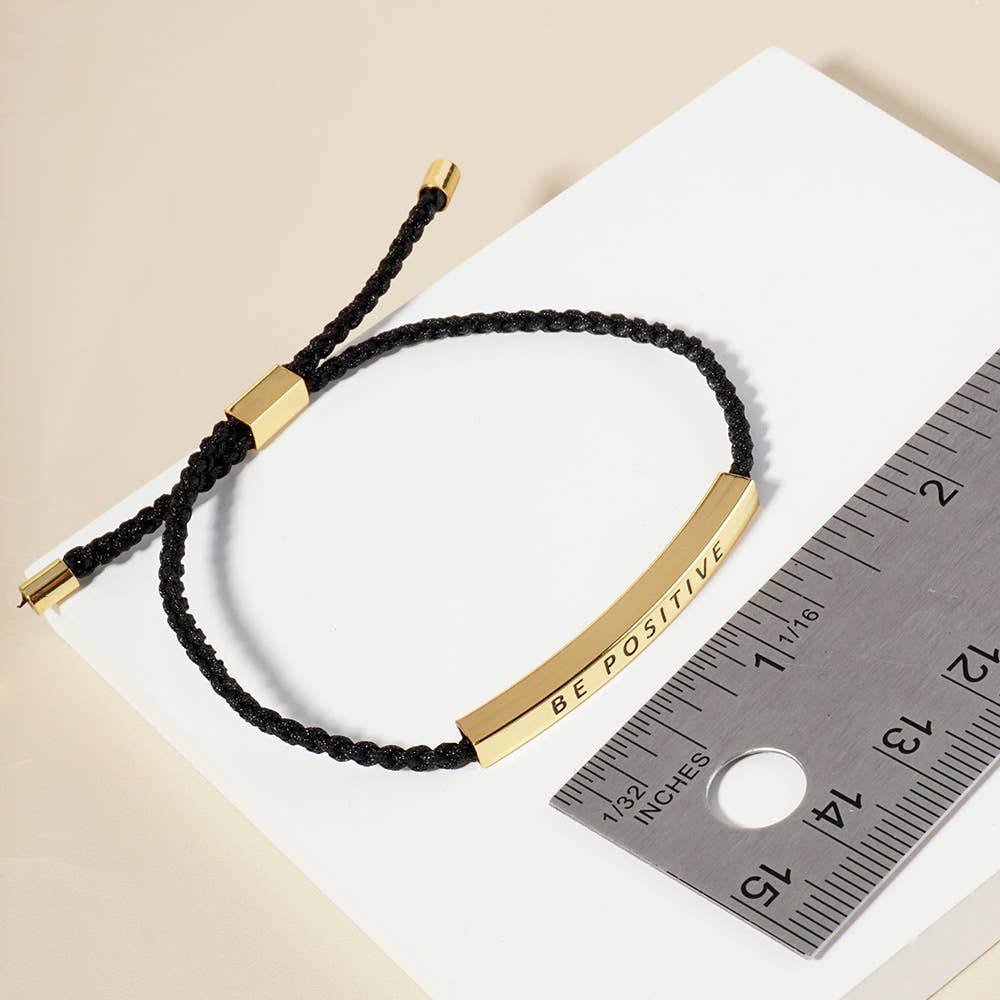 Gold Dipped DREAM BIG Message Bar Pointed Rope Adjustable Cinch Pull Tie Bracelet