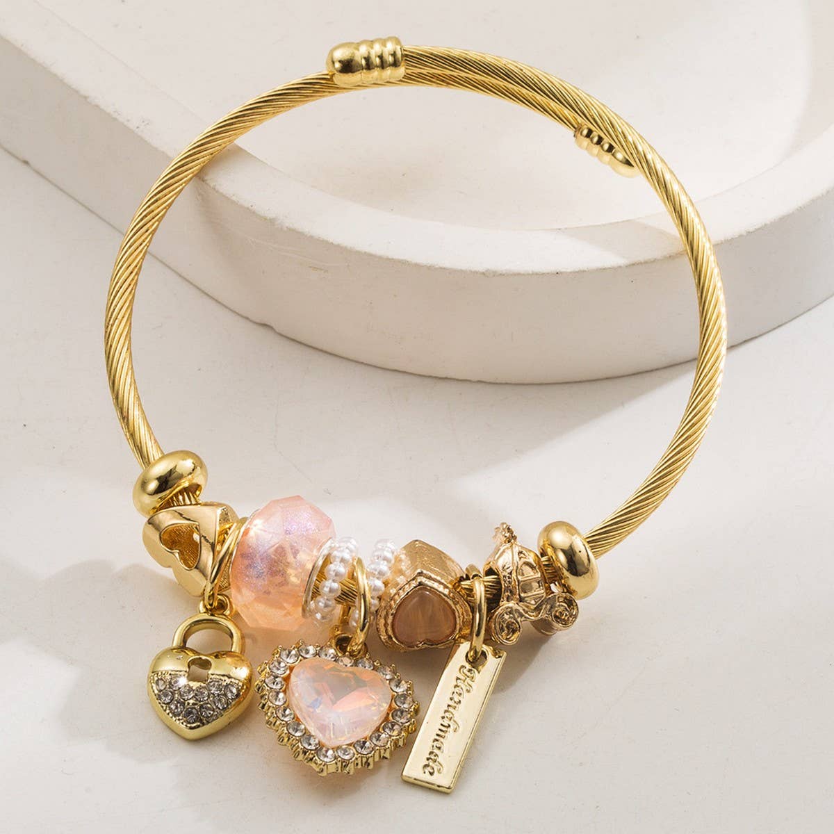 Minimalist Crystal Heart Beaded Couple Bracelet_CWMM8611