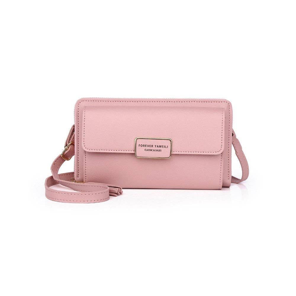 PU Leather Solid Color Card Slot Purse Mini One Shoulder Cell Phone Crossbody Bag