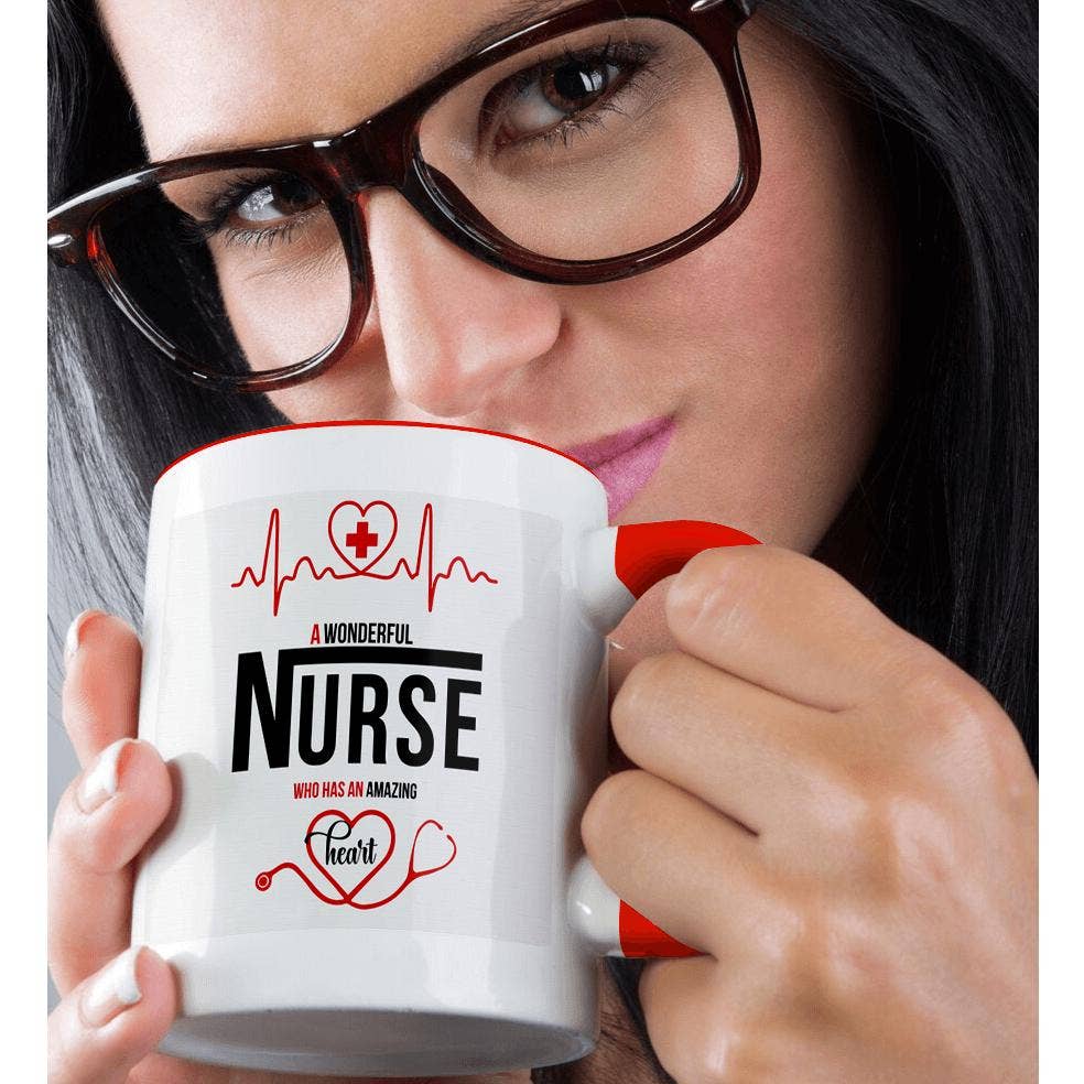 3dRose, Wonderful Nurse with an Amazing Heart Nurses Theme, Mug