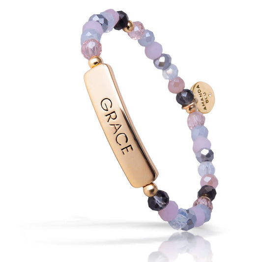 "Grace" Beaded Bracelet - Gold / Pink / Grey
