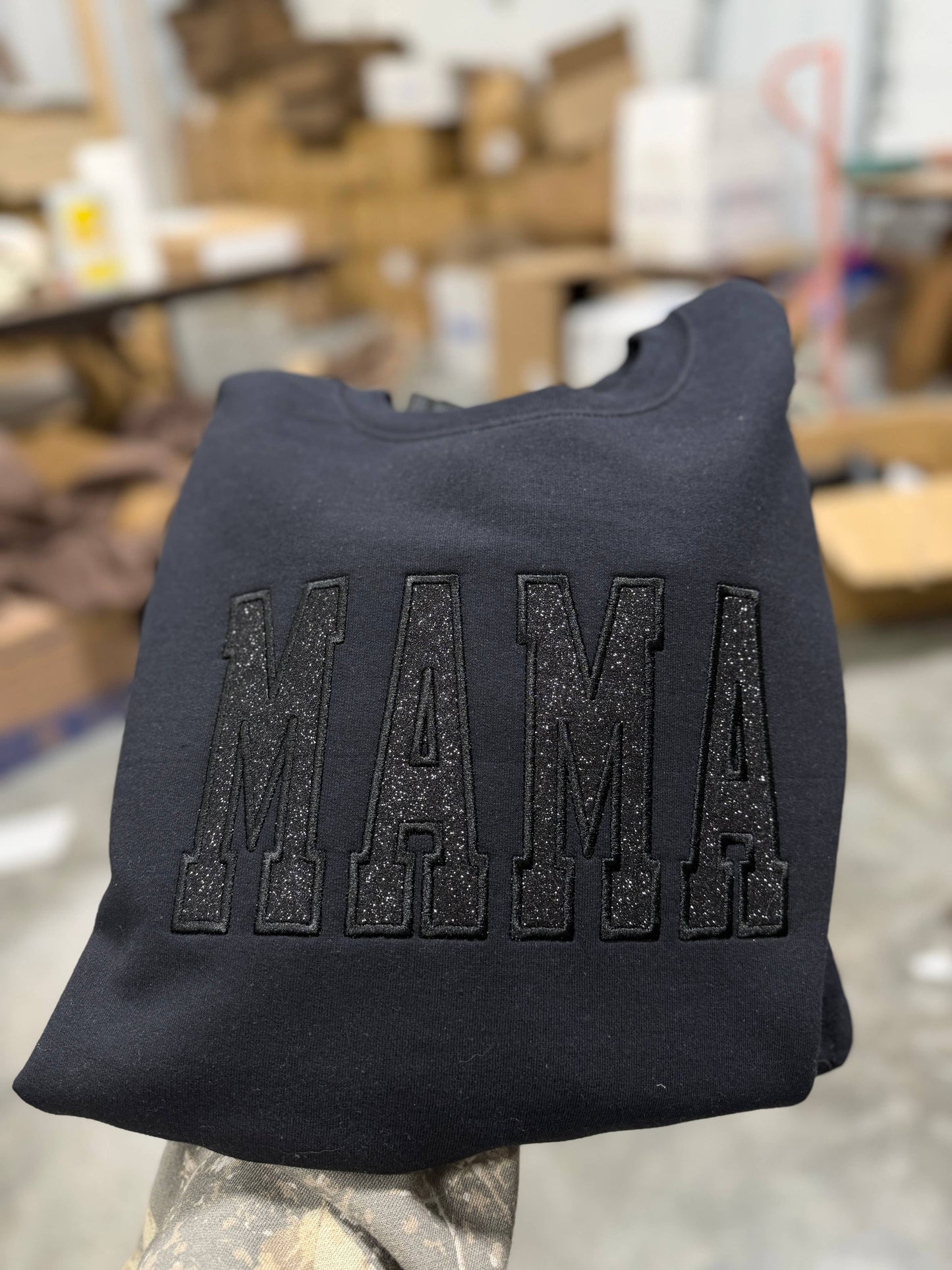 MAMA Embroidered Glitter crewneck