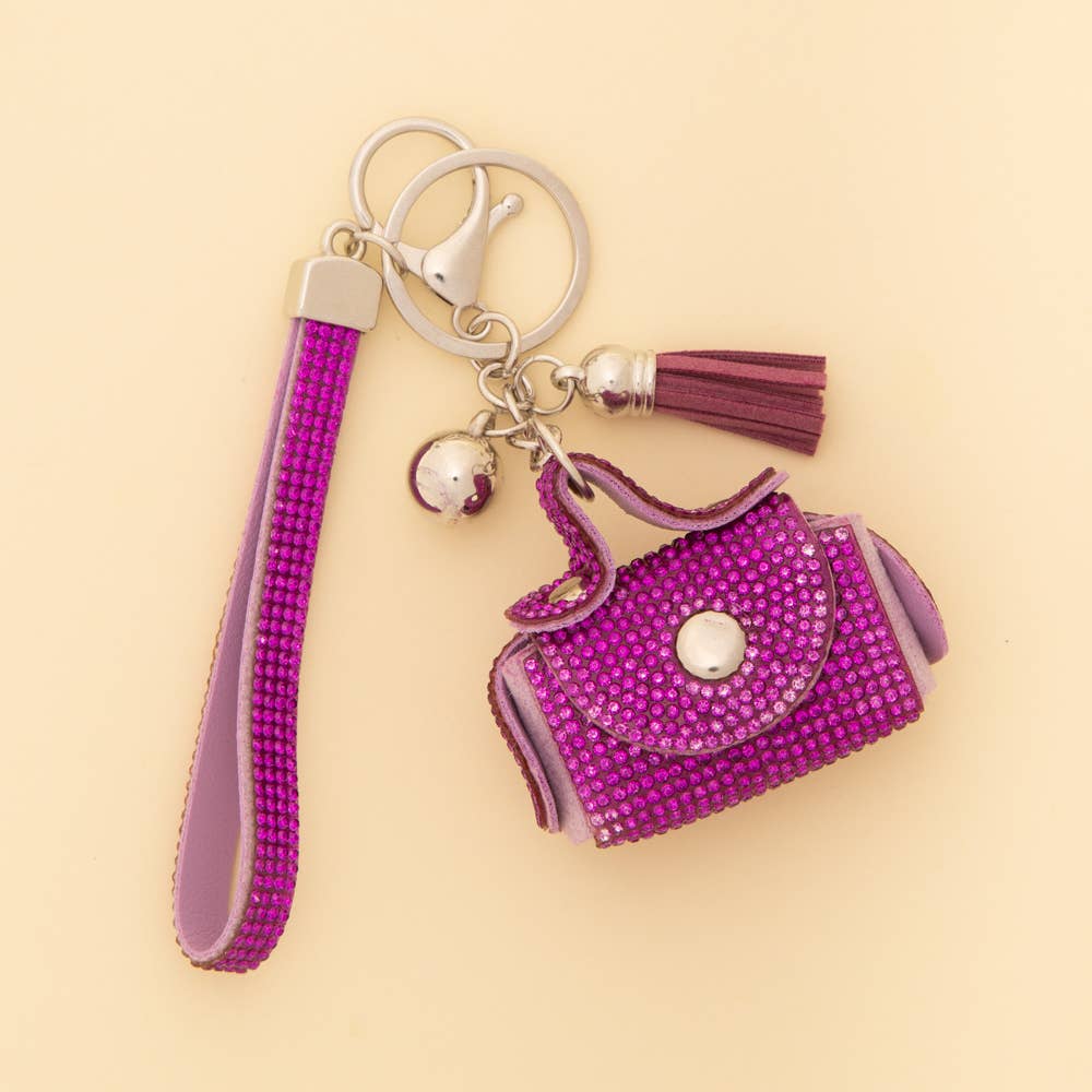 Rhinestone Studded Mini Leather Bag Design AirPod Case