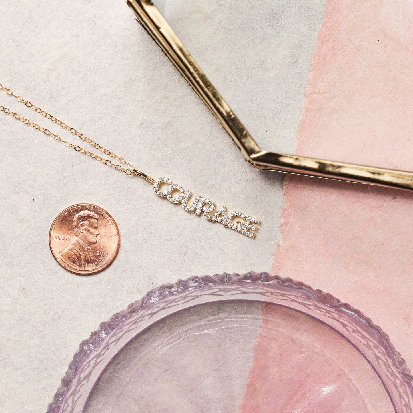 Courage Pave Gold Necklace
