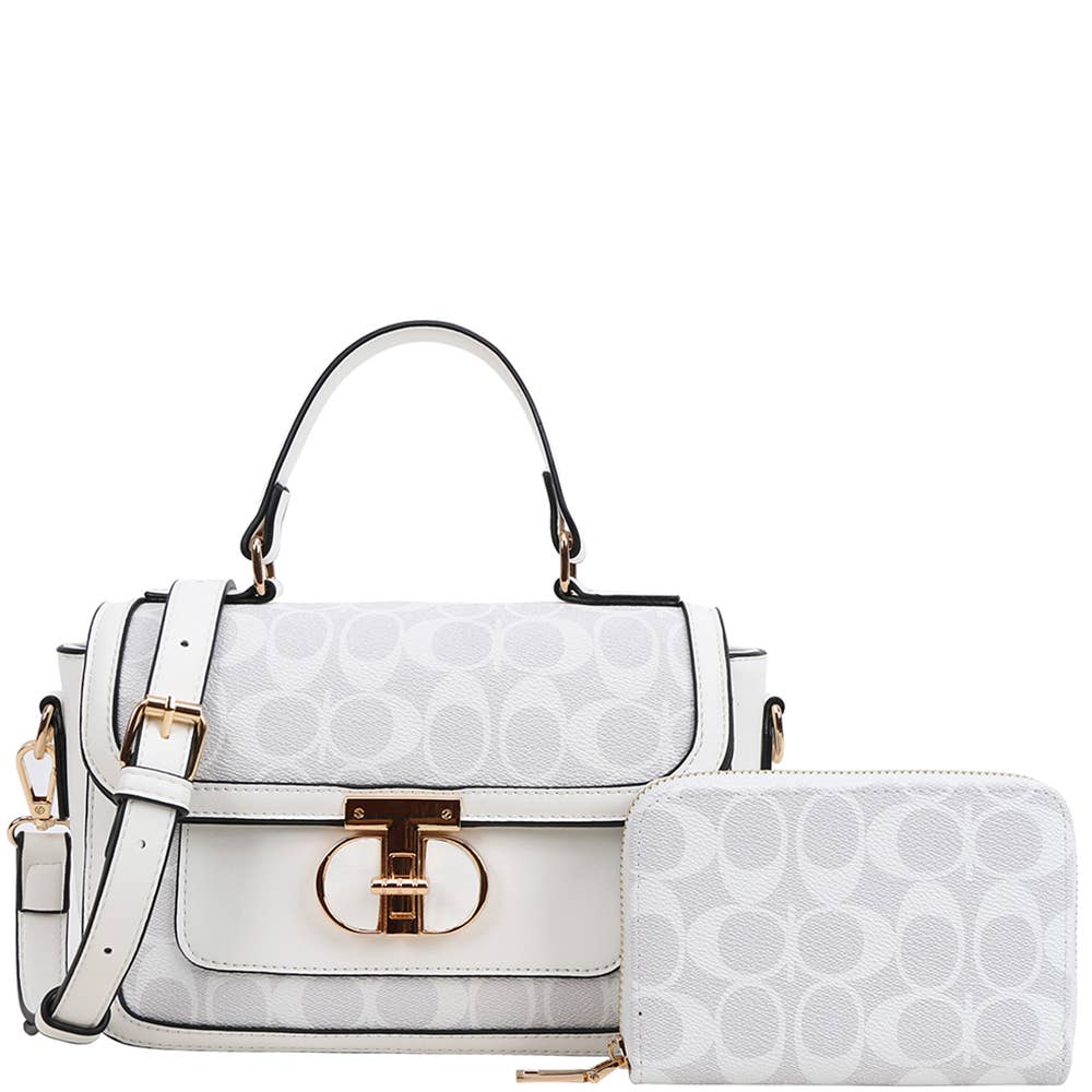 2IN1 OVAL PATTERN HANDLE SATCHEL W WALLET SET, XFT 9095A