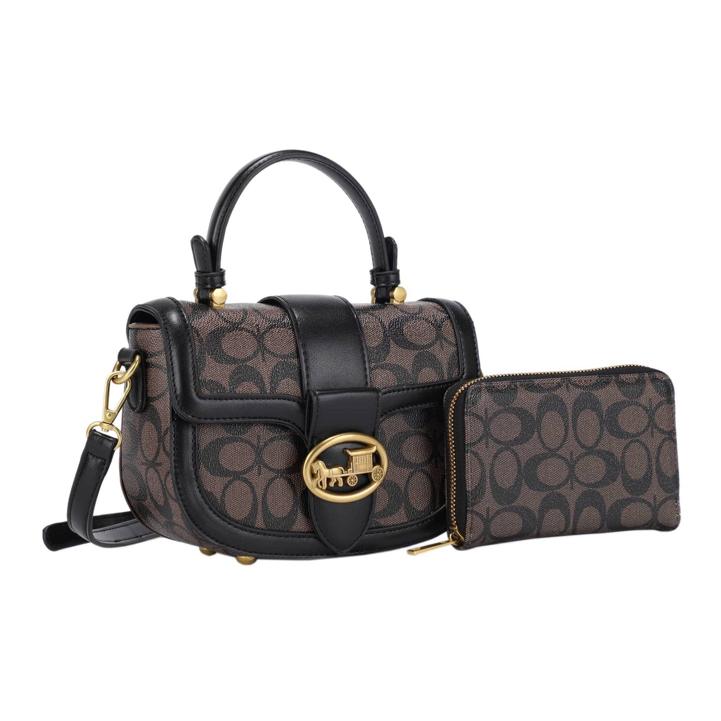 Signature Print Mini Satchel Crossbody Bag with Matching Wal