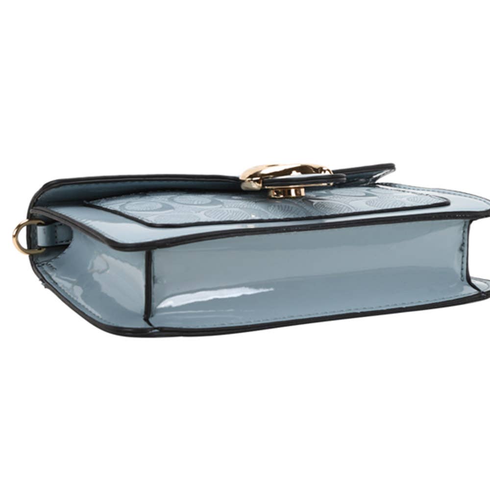 FAUX LEATHER MONOGRAM PATTERN BUCKLE CROSSBODY BA, QP 1365A