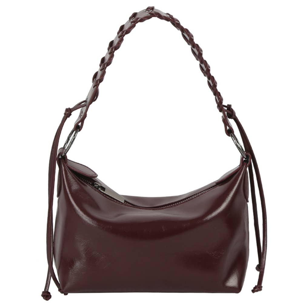 Braided Handle Glossy Shoulder Bag JY-0575