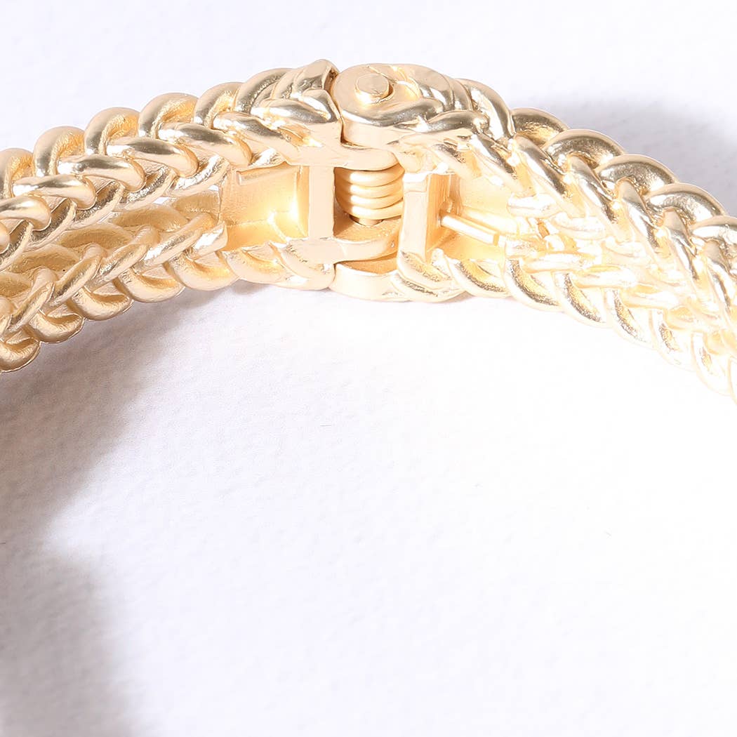 Gold Double Chain CZ Cuff Bracelet Bangle