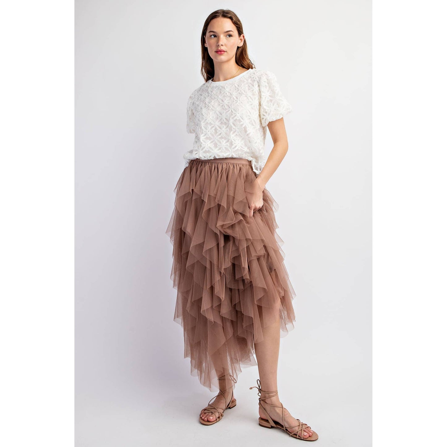 CASCADING TULLE MESH LAYERED MAX SKIRT