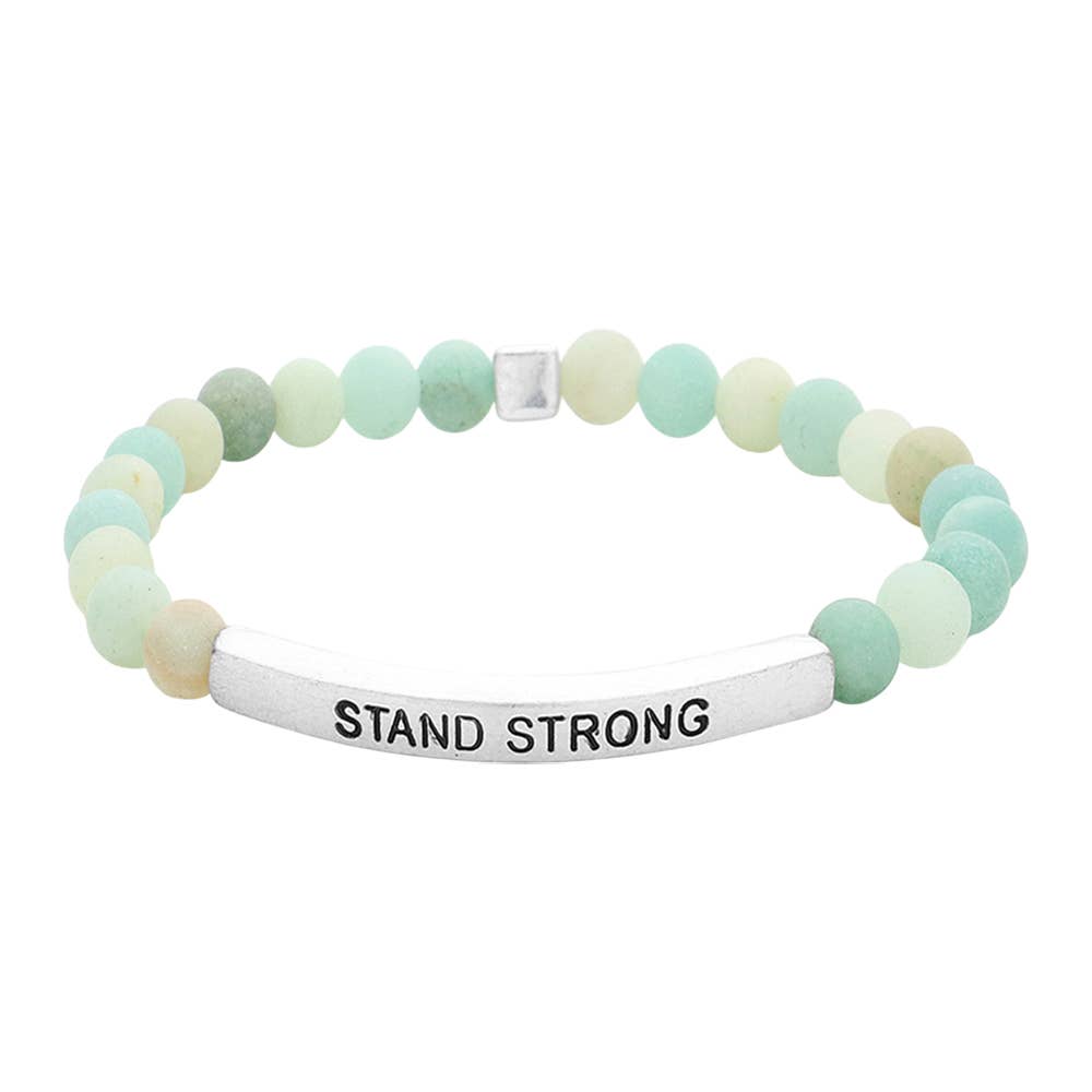 Stand Strong Message Natural Stone Stretch Bracelet
