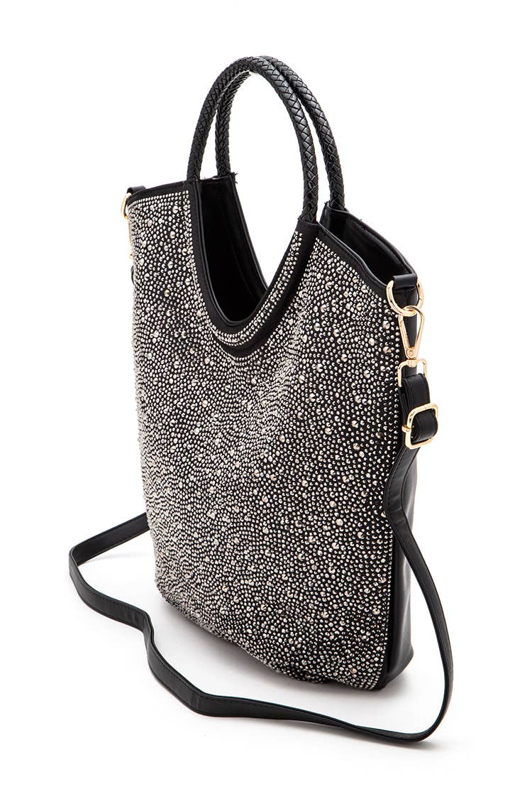 Rhinestone Top Handle Convertible Fashion Tote