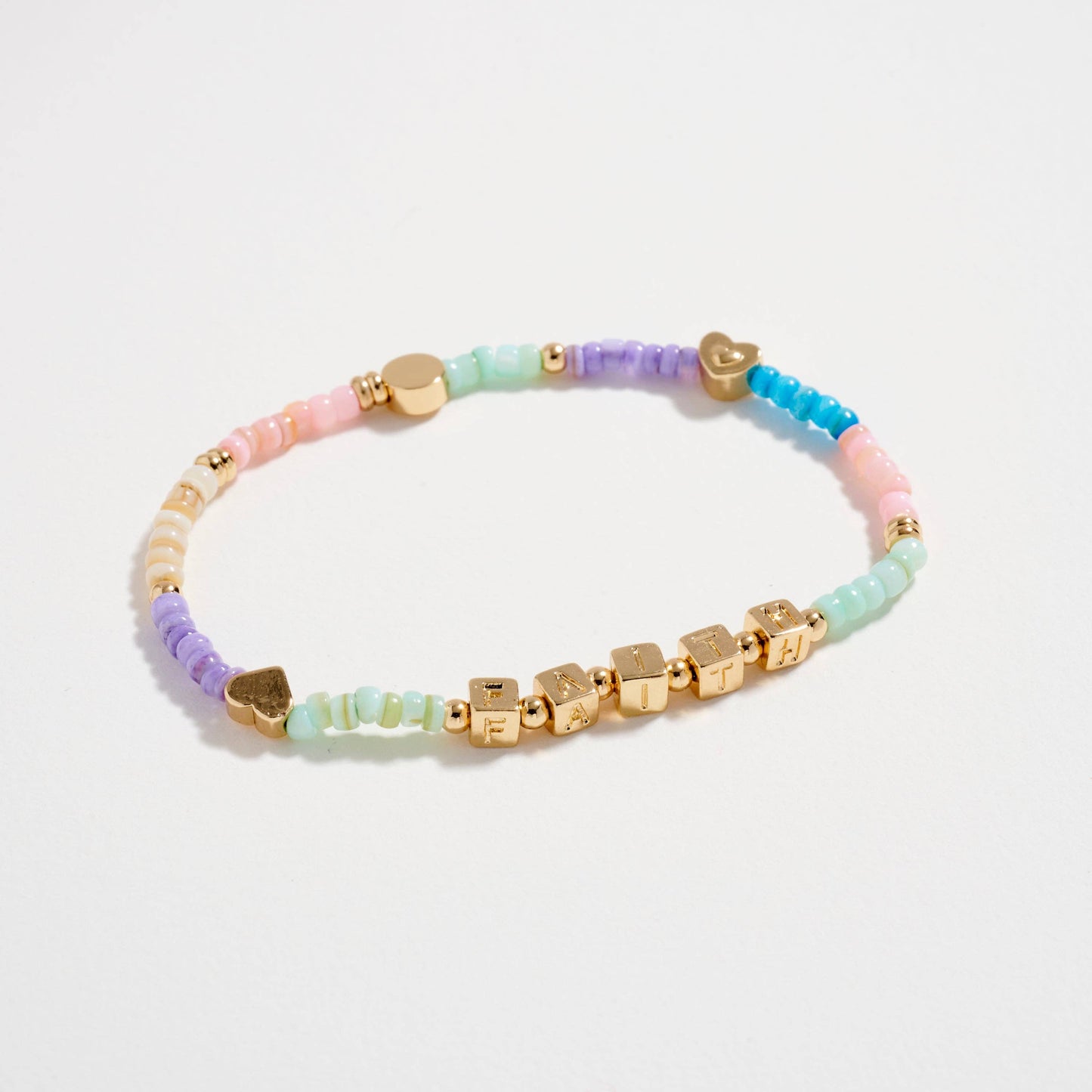Gold Dipped Beaded Stretch Bracelet with “FAITH” Letter Charms
