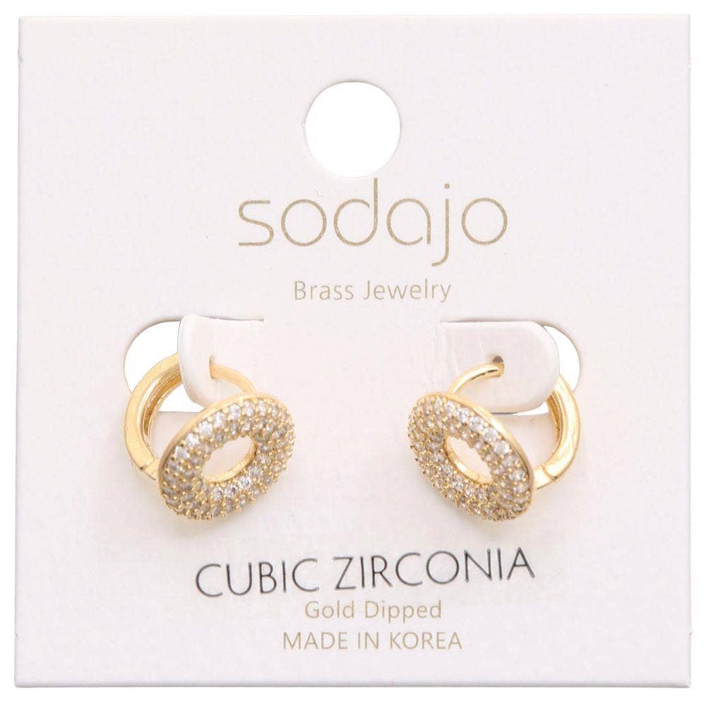 Cz Round Mini Hoop Gold Dipped Earring  91473-E