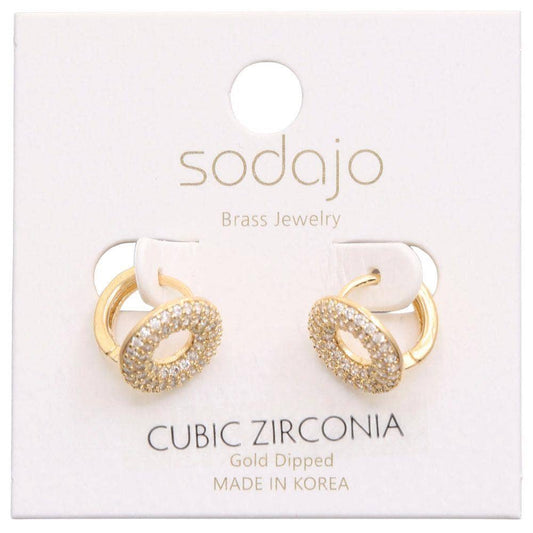Cz Round Mini Hoop Gold Dipped Earring  91473-E