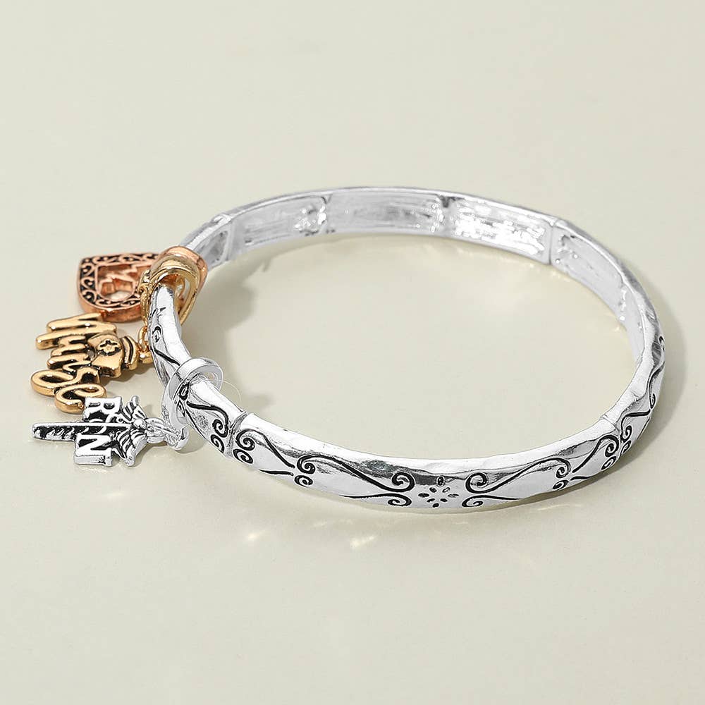 Nurse Message Heart Charm Stretch Bracelet