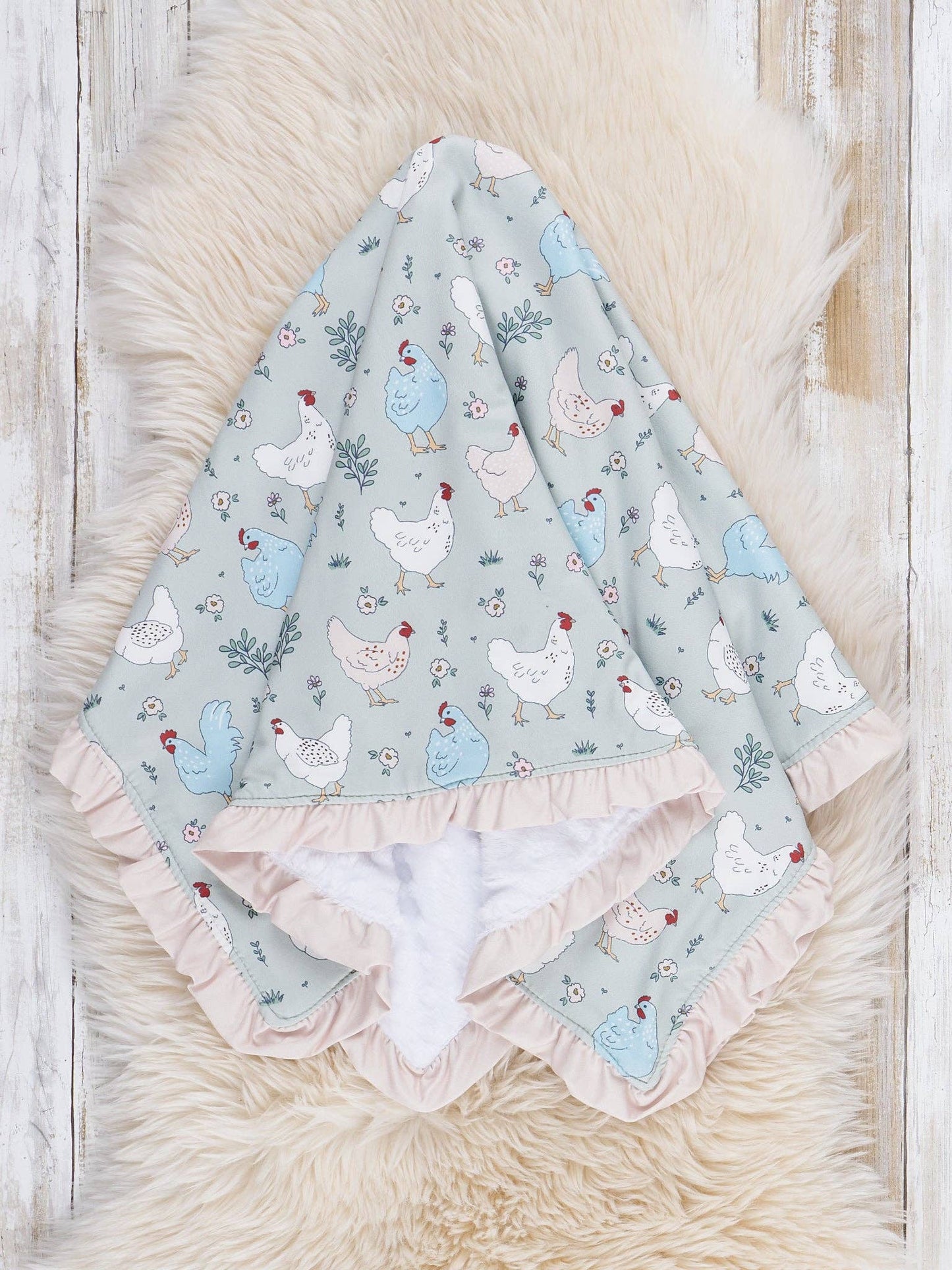 Little Chickens Ruffle Blanket
