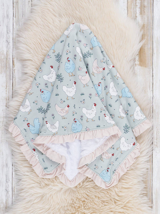 Little Chickens Ruffle Blanket