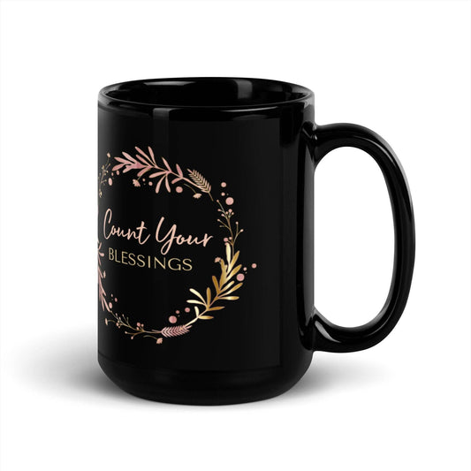 Count your blessing - Black Glossy Mug