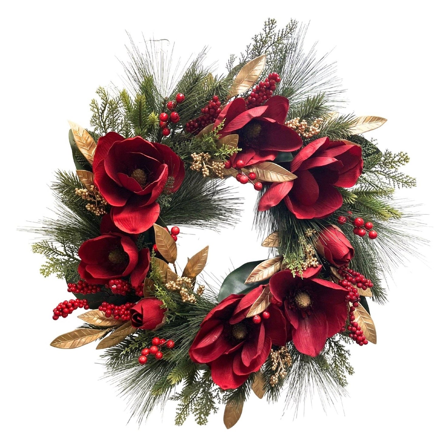 24” Golden Estate Magnolia Wreath | Luxury Christmas