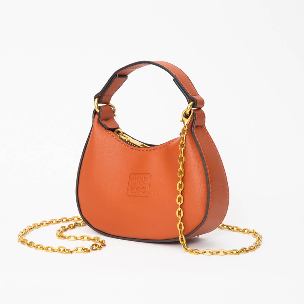 Faux Leather Chic Mini Hobo Handbag / Crossbody Bag