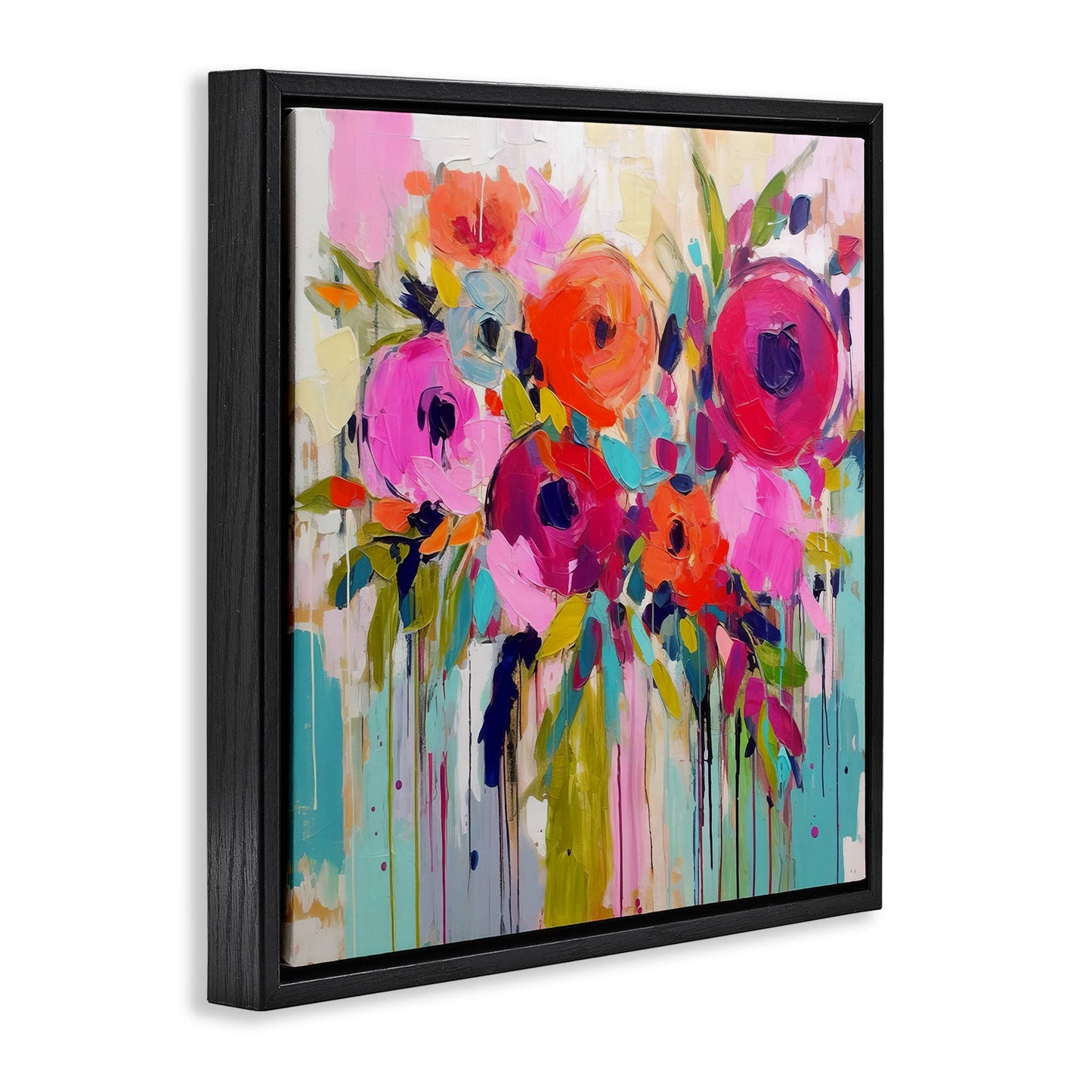 Bold Drip Roses Floater Framed Art