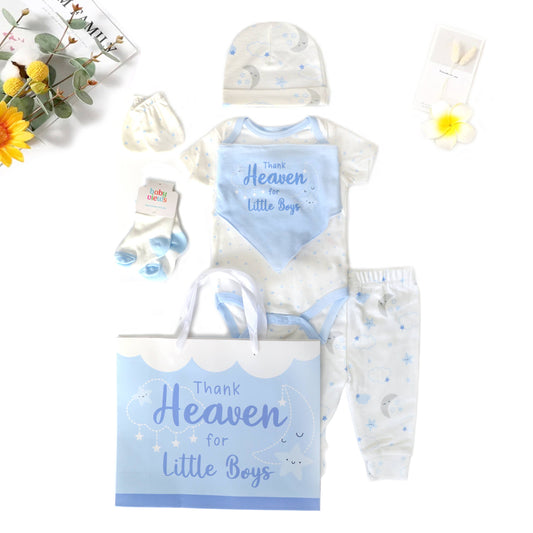 8 Pcs Hanging Baby Gift Set Bodysuit Leggings Bib Mitten Cap