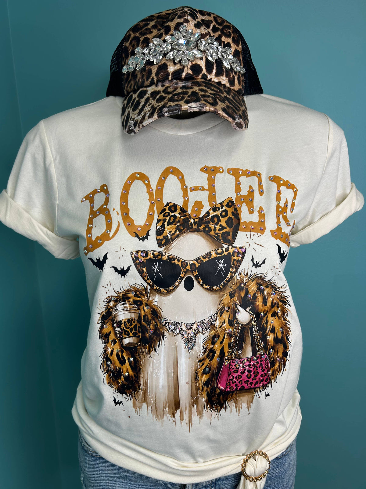 Boo-Jee Ghost Blingy Rhinestone Graphic Tee