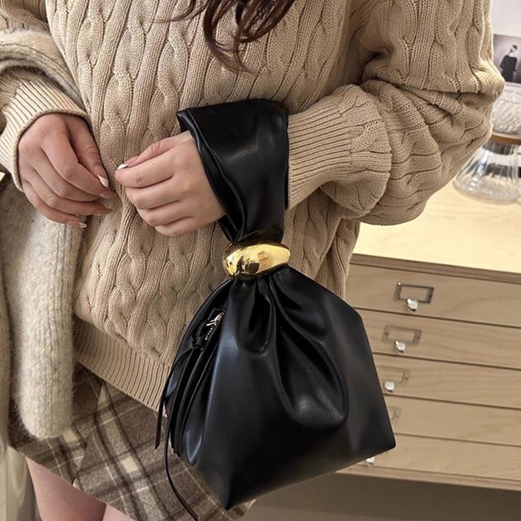 Faux Leather Wrist Bag