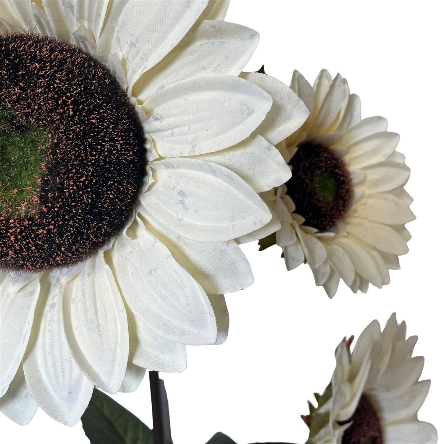 Giant Vintage Fabric Sunflower Spray x3 - 52" - Ivory