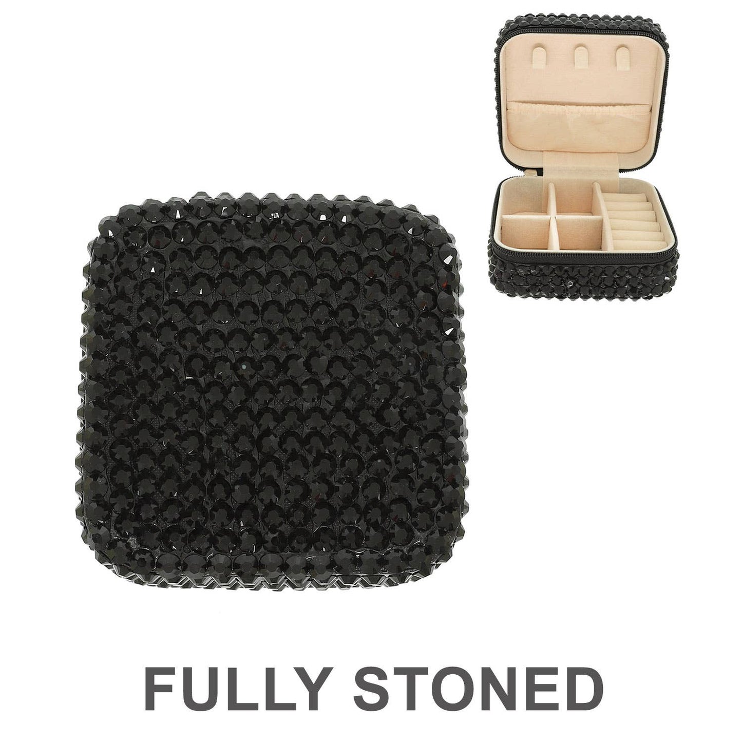 Crystal Rhinestone Embellished Travel Jewelry Box