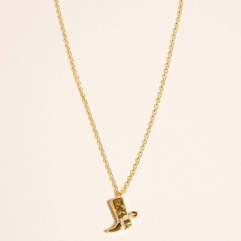 COWBOY BOOTS SHAPED GOLD DIPPED PENDANT SHORT NE, GDA 5052N