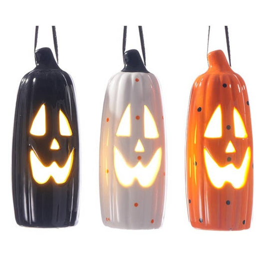 Ceramic Skinny LED Light Up Jack O'Lantern - 3 styles, 5.5"