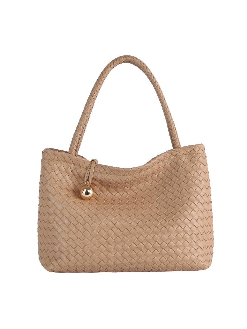 Woven Golden Ball Clasp Tote Bag