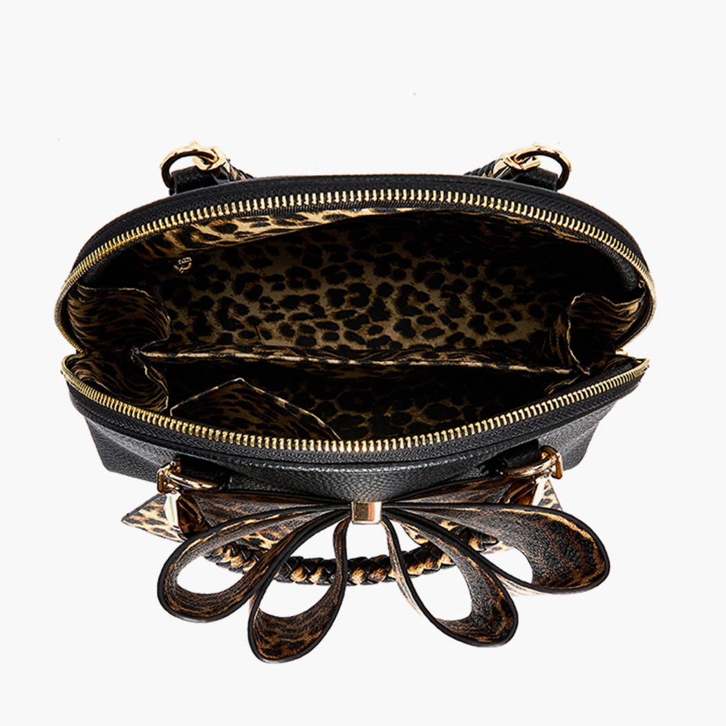 Leopard Top Handle Bow Bag – Winter Statement Gift