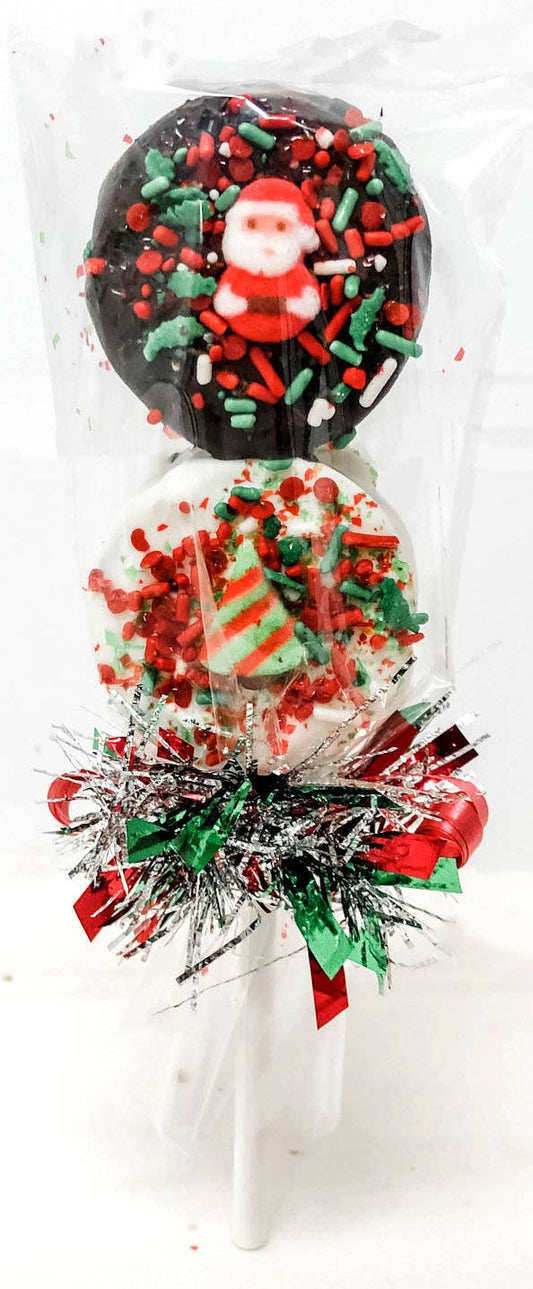 Christmas Chocolate Dipped Cookie Pop