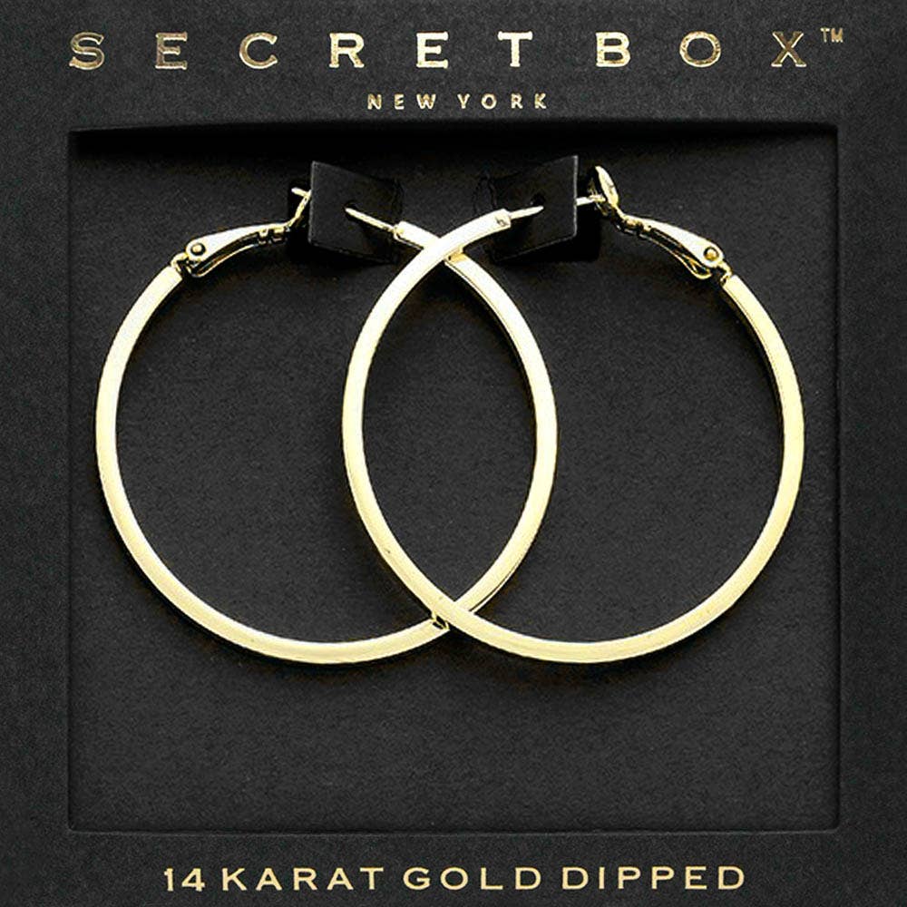 SECRET BOX_14K Gold Dipped Metal Hoop Earrings