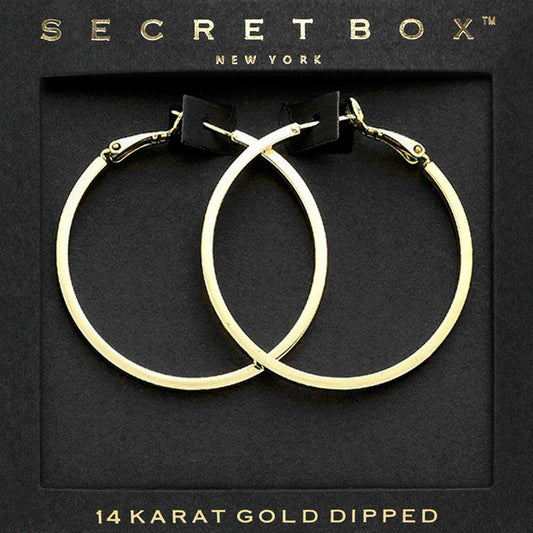 SECRET BOX_14K Gold Dipped Metal Hoop Earrings